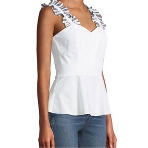 Amanda Uprichard Cotton Penn Ruffle Peplum Top P